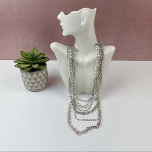 Silver Chunky Chains Statement Necklace Women Jewelry